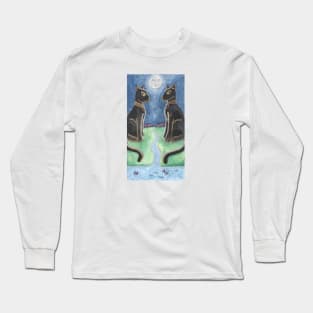 The Moon Tarot Watercolor Long Sleeve T-Shirt